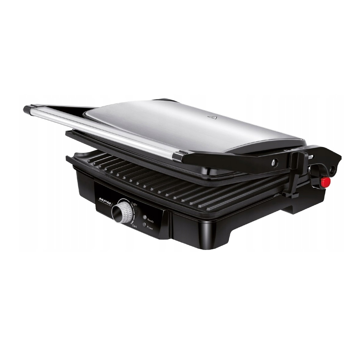 MPM MGR-09M Plancha Grill de Asar Doble, Contact Grill, Altura Adaptable, Abertura 180º, Placas Antiadherentes, Regulador Temperatura 0 a 270°C,2000W