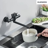 thumbnail of MAX | Gastronomie Mischbatterie Wandmontage Armatur Schwarz | Profi Küchenarmatur Edelstahl lang und flach |Wasserhahn Restaurant Wand gerader Auslauf