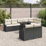 thumbnail of vidaXL Garten-Sofa-Set mit Kissen mit Speicher 9 pcs Schwarz und Creme