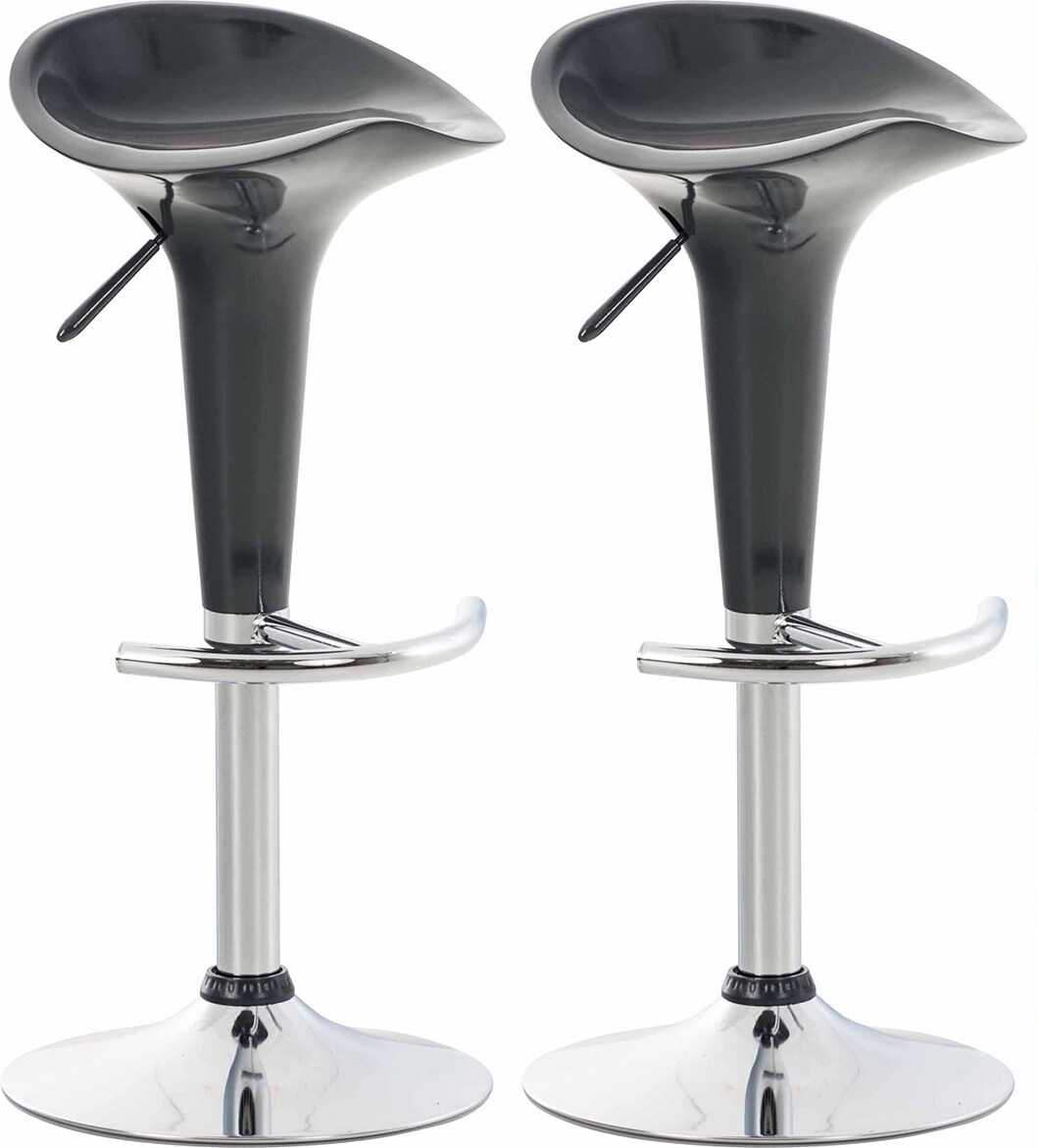 2er Set Barhocker CEKOT - Kunststoff Grau 37x37x87 cm | Barstuhl Höhenverstellbar Drehbar Tresenhocker Tresenstuhl Kneipenhocker Kneipenstuhl