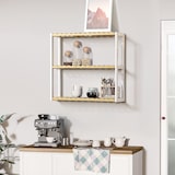thumbnail of HOMCOM estantería de pared de bambú balda de pared de 3 niveles estante flotante para salón dormitorio cocina baño 60x15x54 cm natural y blanco