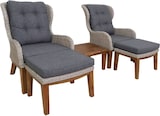 thumbnail of Tarrington House Set relax Kambuku, 2 persone, legno d'acacia/ PE rattan/ alluminio, 2 x poltrona, 2 x poggiapiedi, 1x tavolino, marrone / grigio