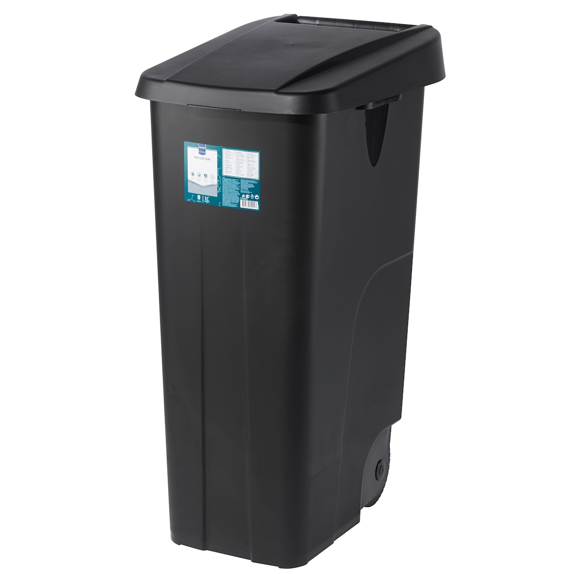 METRO Professional Mülleimer, 42 x 57 x 88 cm, 110 L, mit Rollen und Deckel, schwarz