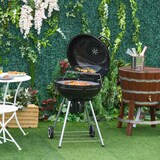 thumbnail of Outsunny Barbacoa de Carbón Picnic Ahumador Parilla BBQ con Termómetro Ruedas Parilla de