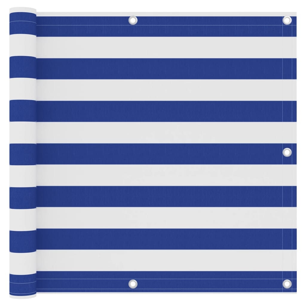 Helloshop26 - Biombo para varanda tela de privacidade 90 x 300 cm tecido Oxford branco e azul 02_0010070