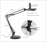 thumbnail of LED-Lampe mit Vergrößerungslupe X5 Ø95mm schwarz, Licht regulierbar in 3 Stufen, Schwenkarm 60cm, stabile Basis und Metallklemme.
