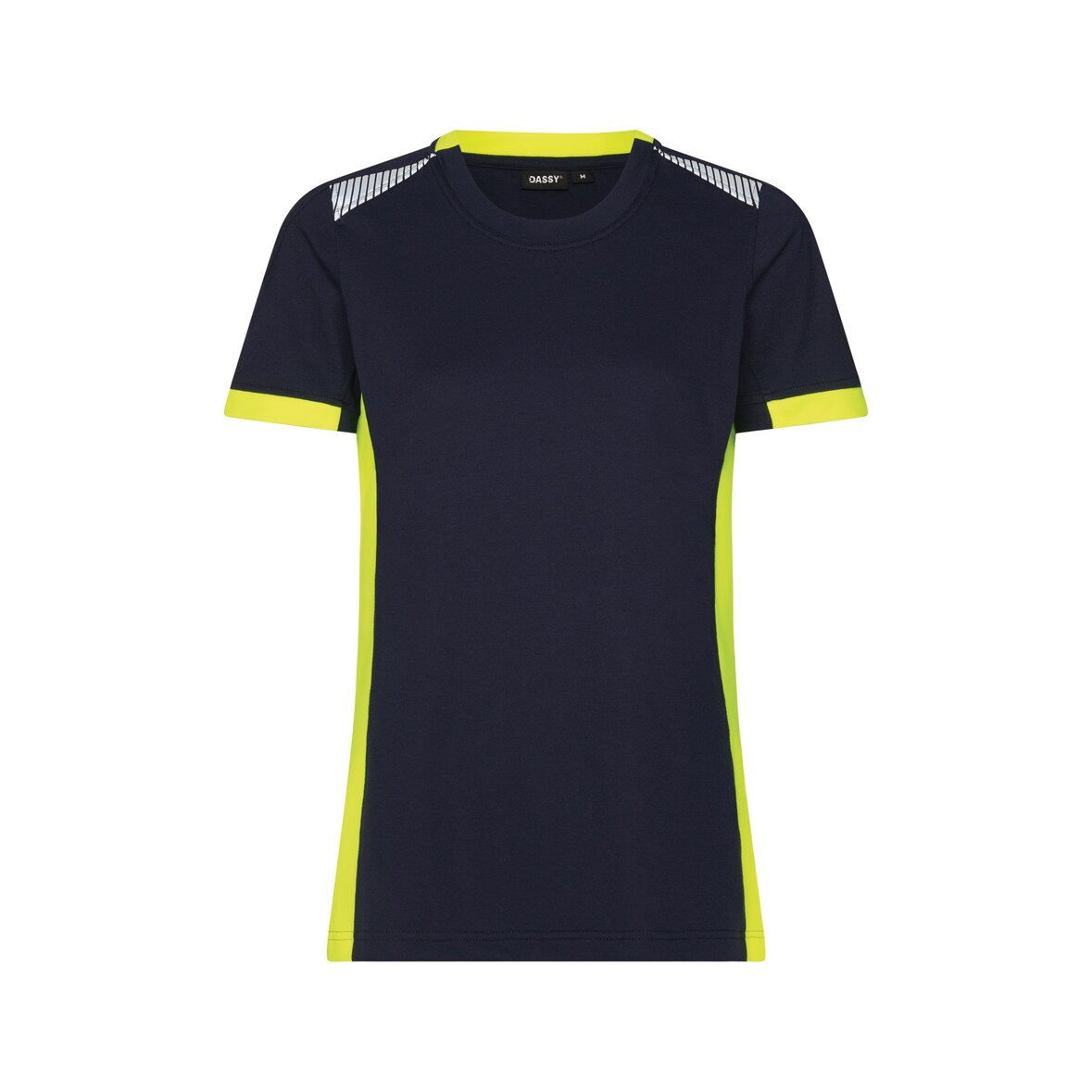 DASSY® Tampico Women Damen-T-Shirt, Logix, Rundhals, COPES 03, Reflexdetails, OEKO-TEX® Standard 100, Art. 710070 nachtblau/neongelb L