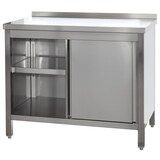 thumbnail of Edelstahl Arbeitsschrank mit Aufkantung, Türen und höhenverstellbaren Zwischenboden | Bautiefe 800mm |  AISI 304