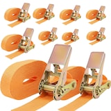 thumbnail of 10x Spanngurt mit Ratsche 1-tlg 4m 800kg 25mm TÜV/GS orange wetterfest und robust