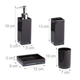 thumbnail of Relaxdays Badaccessoires Set 4-teilig, modern, Zahnputzbecher, Zahnbürstenhalter, Seifenspender, Seifenschale, schwarz