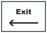 thumbnail of Exit Schild mit Text und Richtungspfeil links Ausgang waagerecht A6 Rückseite selbstklebend