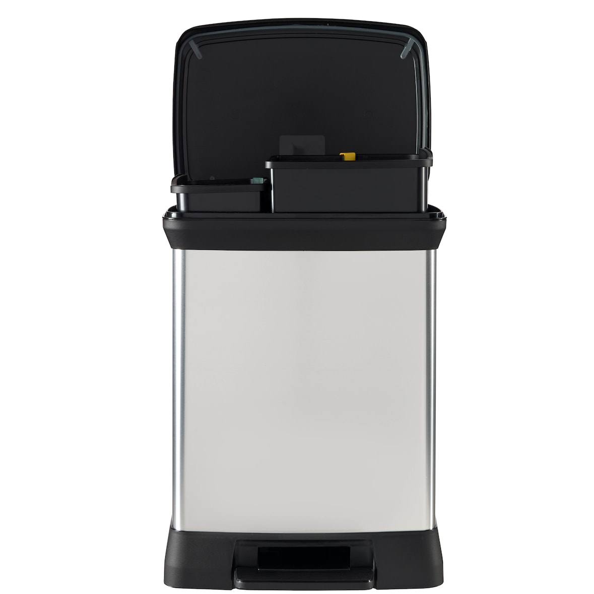 Curver - DECOBIN DUO Abfalleimer 30L (10L+18L) mit Fußpedal silber metallic   silber metallic