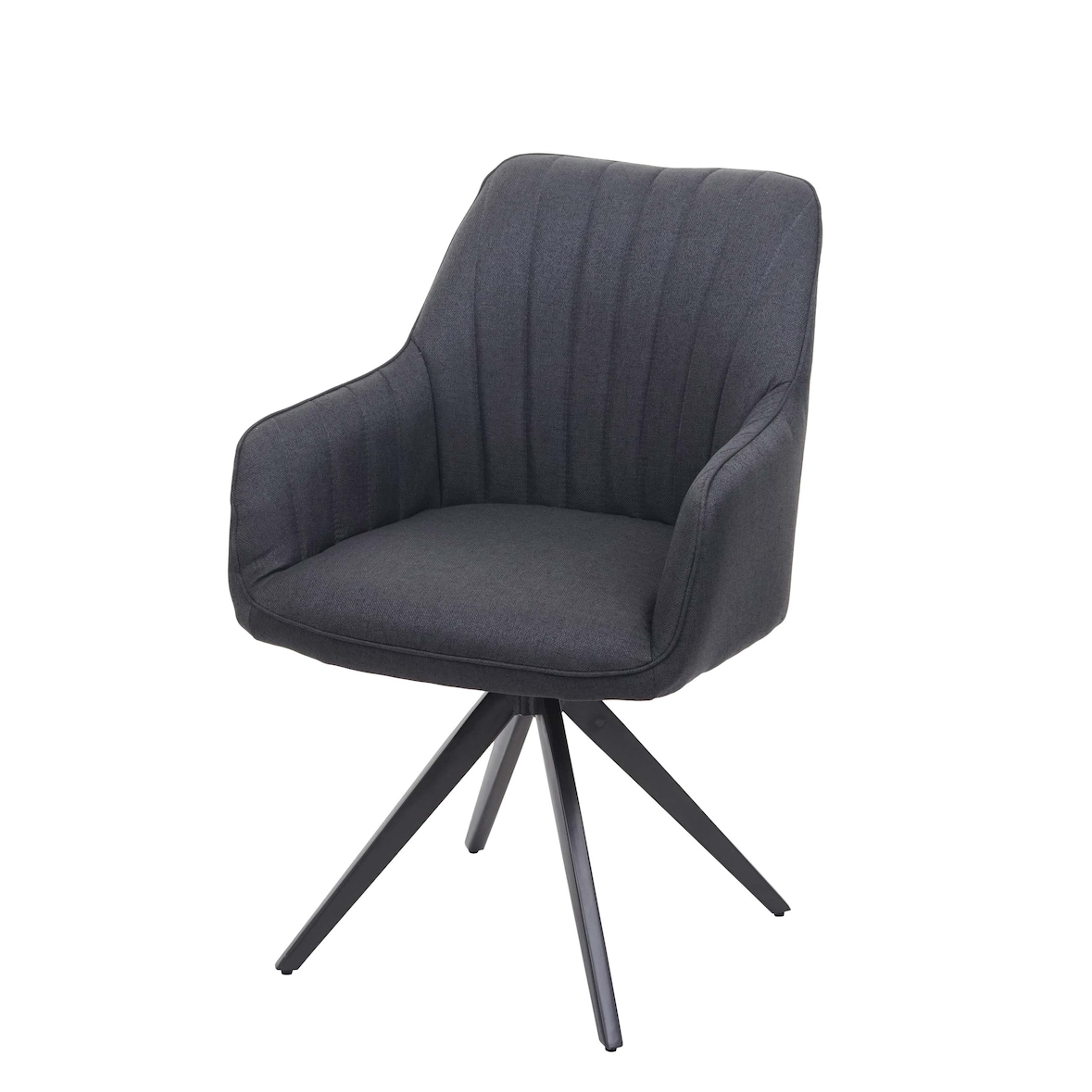 Eetkamerstoel HWC-H73, keukenstoel fauteuil, retro staal stof/textiel ~ donkergrijs