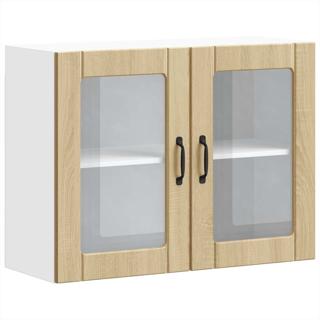 vidaXL Küchen-Hängeschrank mit Glastür Lucca Sonoma-Eiche Holzwerkstoff