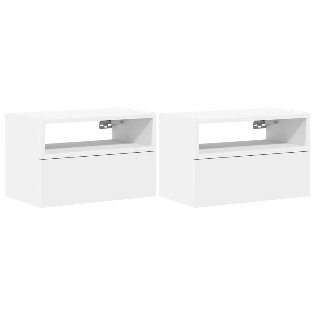 Tables de chevet murales 2 pcs blanc 45x26x28,5 cm – Modèle Aspect Nuit