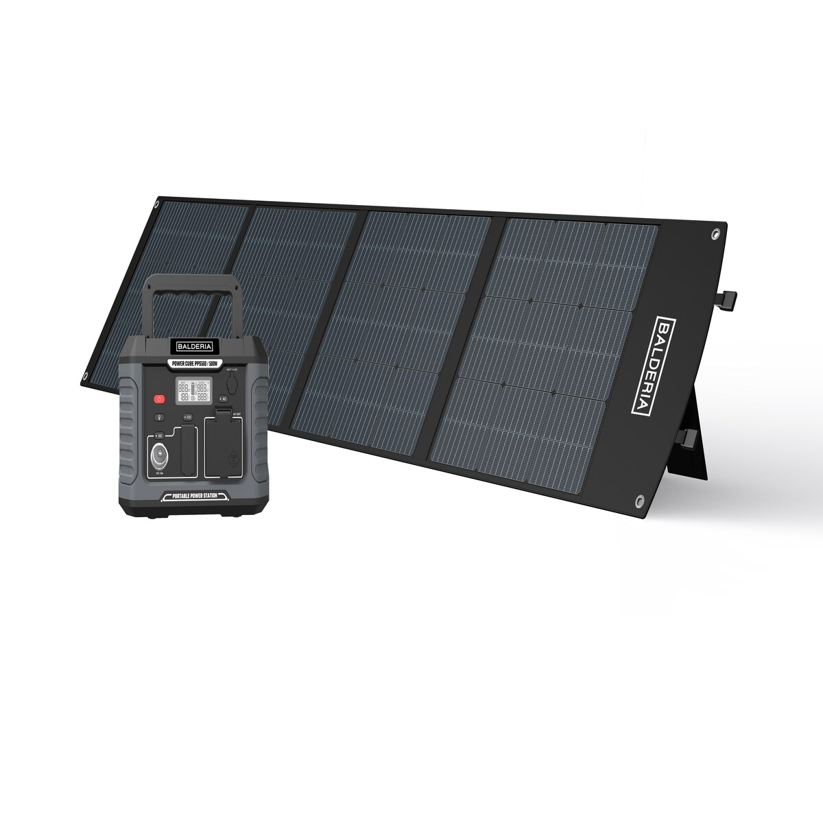 BALDERIA Power Set, tragbare Powerstation 500W mit faltbarem Solarpanel 200W
