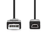 thumbnail of Nedis USB-Kabel - USB 2.0 - USB-A Stecker - USB Mini-B 5 pin Stecker - 480 Mbps - Vernickelt - 3.00 m - Rund - PVC - Schwarz - Label