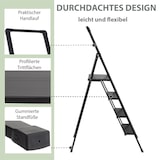 thumbnail of Alu Trittleiter 4-stufig schwarz klappbar mit Handlauf bis 150 kg Leiter