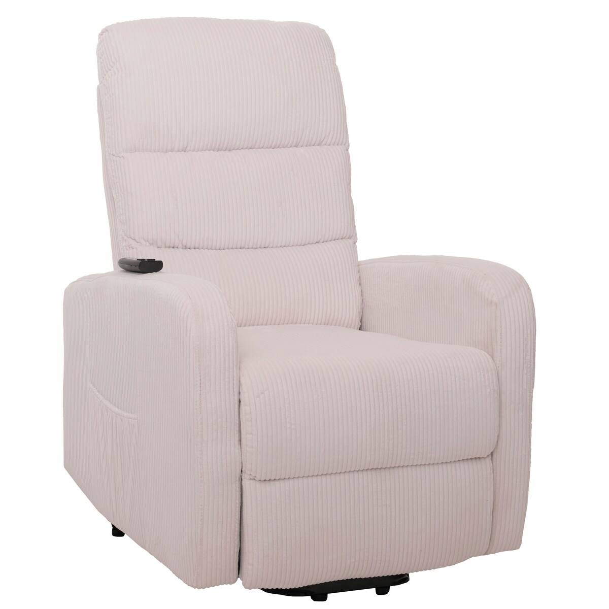 Mendler Fernsehsessel HWC-K62, Relaxsessel TV-Sessel Liege, Liegefunktion Aufstehhilfe, Metall Stoff/Textil Cord ~ creme-weiß