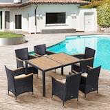 thumbnail of Outsunny Set Tavolo e Sedie da Giardino 7 Pezzi in Rattan Nero e Legno