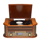 thumbnail of Lecteur de disques vinyles Denver MRD-51. Radio Dab/FM, CD, Cassette, REC. Haut-parleurs 5W, Design rétro. Boîtier en Bois.