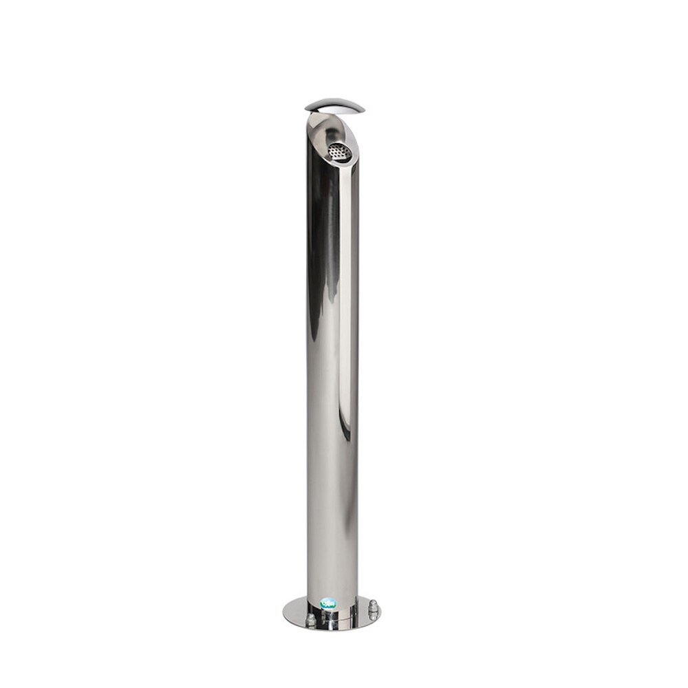 PROREGAL Aschersäule mit Schutzdach und Abstreifblech | HxBxT 103x20x20cm | Edelstahl poliert | Ascher Aschenbecher
