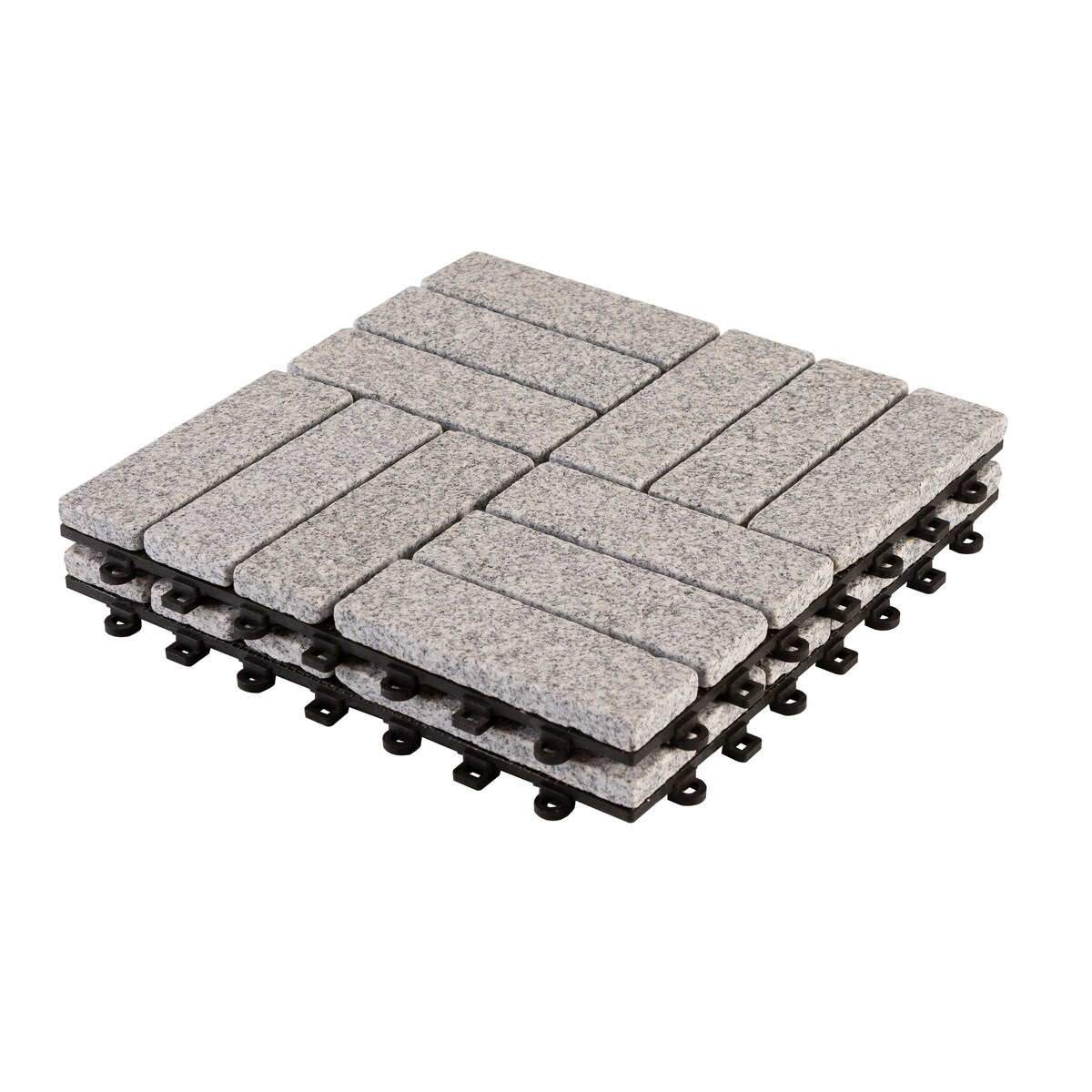 BodenMax Klickfliesen Terrasse Gehwegplatten Steinplatten Garten 30x30 cm Fliesen Balkon Klicksystem Wetterfest | Naturstein GRANIT | 2 Stück