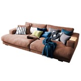 thumbnail of KAWOLA Big Sofa XL MADELINE mit Holztablett natur für Armlehne Stoff cognac