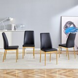 thumbnail of Esszimmerstuhl Set 4er aus PU Leder Schwarz+Gold 93x43x43cm mit ergonomischer Rückenlehne, stabile Metallbeine, pflegeleicht für Küche und Wohnbereich
