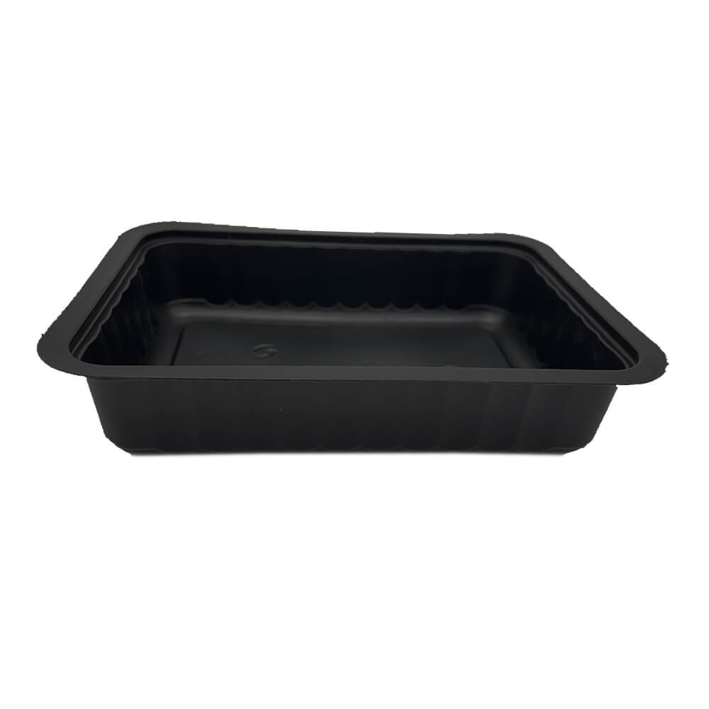 ENVASES DEL MEDITERRÁNEO · BANDEJA TERMOSELLADO NEGRA 750 cc 192X136x40 mm (800 Uds.) · take away · restauración