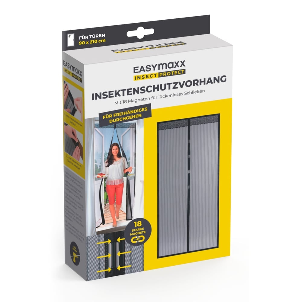 EASYmaxx Moskitonetz Magic Klick mit Magnetverschluß - schwarz 90 x 210 cm