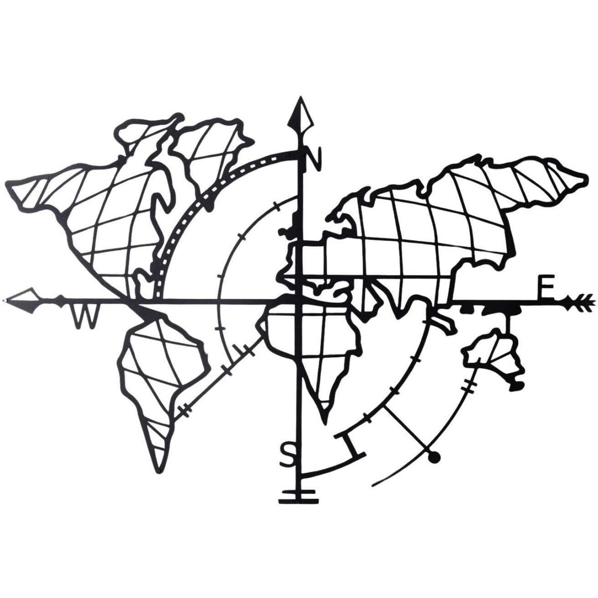 Décoration murale lumineuse en métal Map Hanah Home