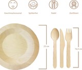 thumbnail of WISEFOOD 80-Teilig (20 Teller & 20 Messer,20 Gabel, 20 Löffel) - Birkenholz Einweg Besteck Set mit Holzteller