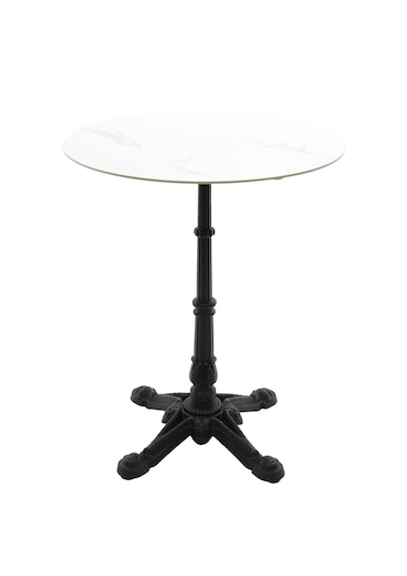 METRO PROFESSIONAL Mesa de comedor gastro, acero/piedra, aspecto mármol, Ø 60 cm x 74 cm, redonda, blanco