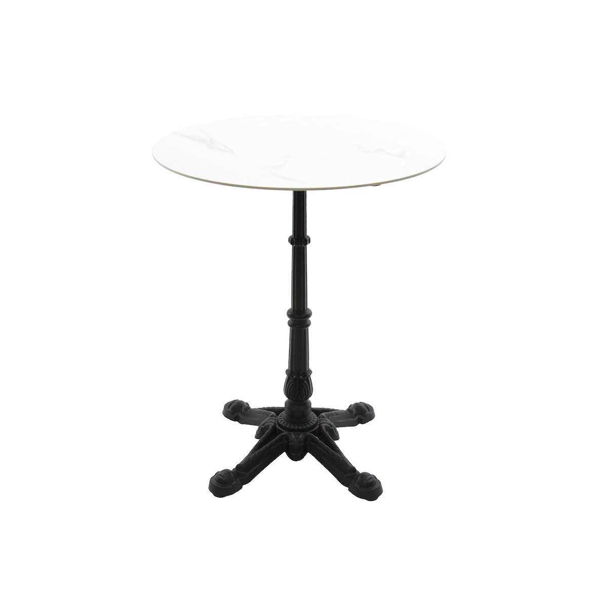 METRO PROFESSIONAL Mesa de comedor gastro, acero/piedra, aspecto mármol, Ø 60 cm x 74 cm, redonda, blanco