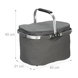 thumbnail of Relaxdays Einkaufskorb mit Kühlfunktion, faltbar, Deckel, Henkel, 27 Liter, Thermo Tragekorb, Polyester, Aluminium, grau