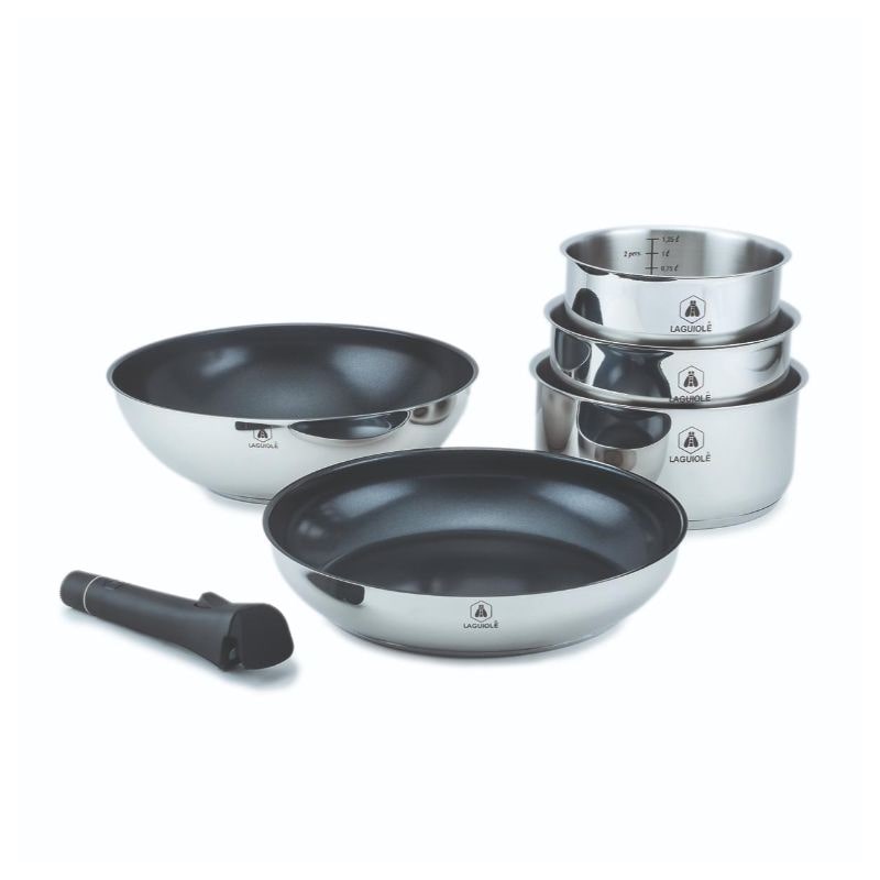 Set 6 pièces amovible 'réactif' inox Laguiole LA-9120815 usage non-intensif Laguiole Cuisson