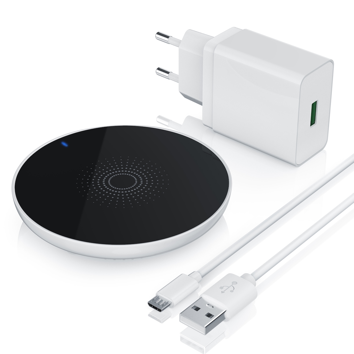 Aplic Wireless Charger für Qi-kompatible Smartphones, induktives Ladegerät mit bis zu 10 W, inklusive Quick-Charge-3.0-USB-Netzteil
