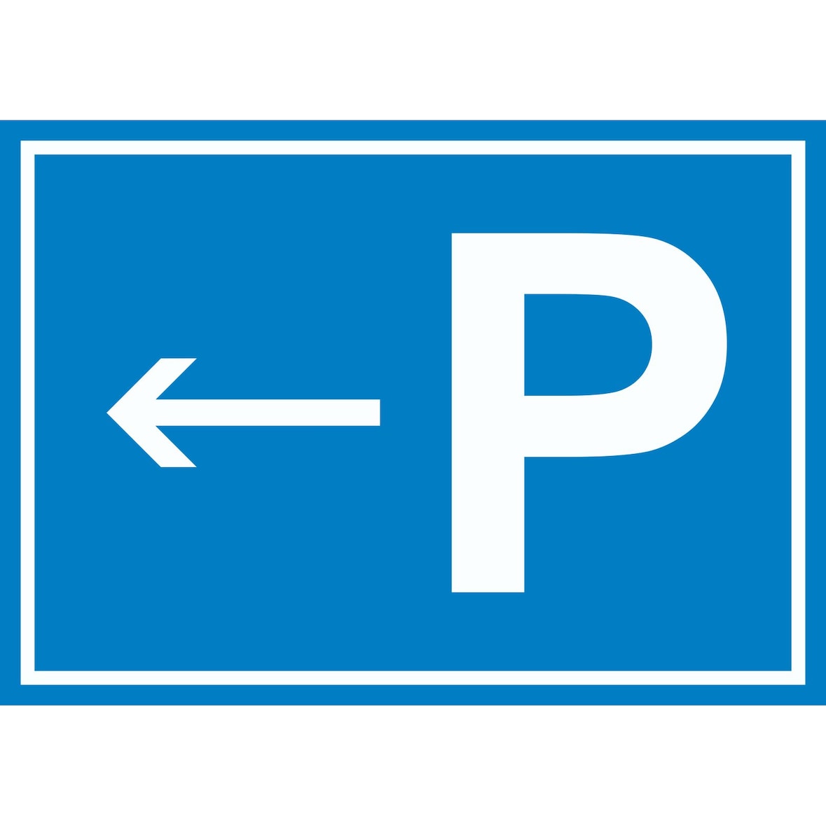 P Parkplatz Schild mit Richtungspfeil links waagerecht A4 (210x297mm)