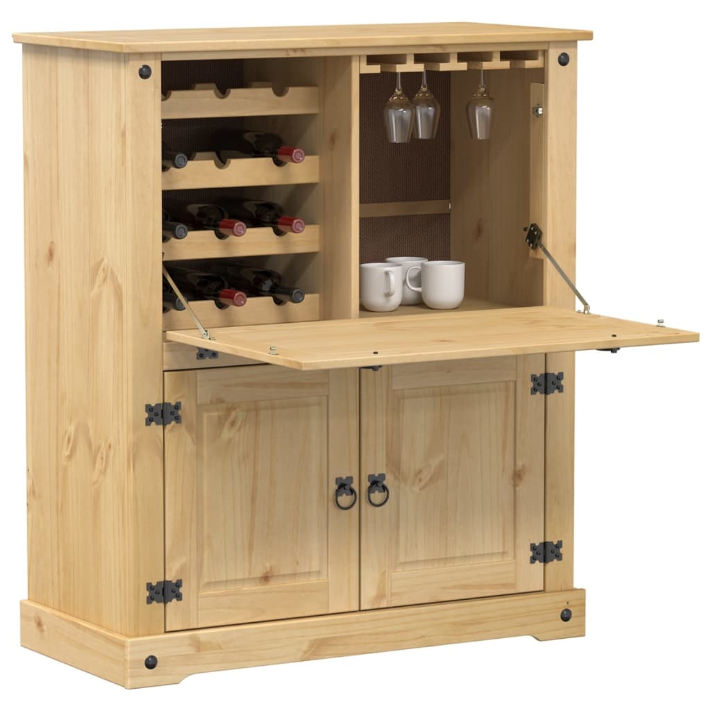 Décoshop26 - Vinoteca con compartimentos de almacenaje y puerta abatible 97 x 45 x 114 cm fabricada en madera maciza de pino DEC024428