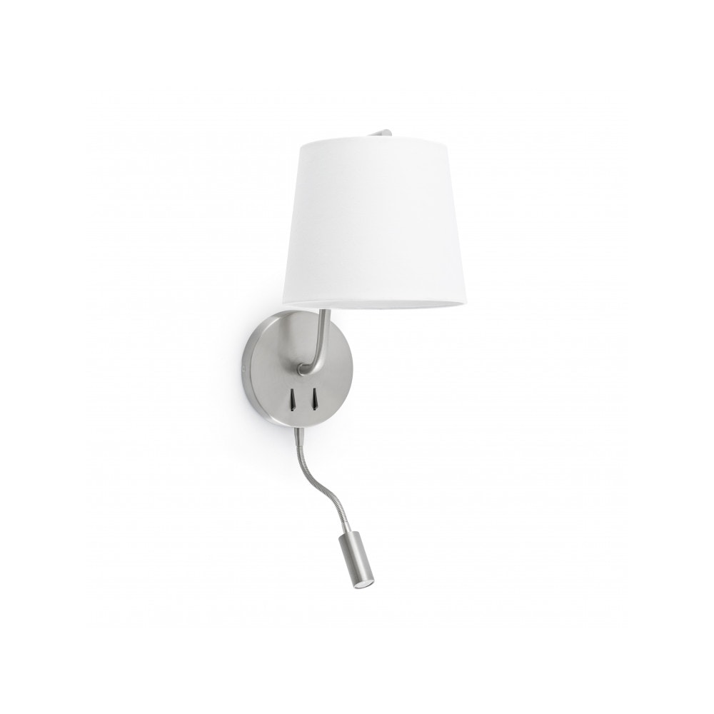 berni, nickel wandleuchte mit led-lesegerät,faro barcelona