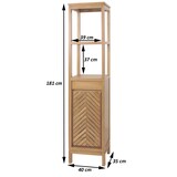 thumbnail of Teak hoge kast HWC-M74, badkamermeubel, 1 deur 4 vakken, hoogwaardige B-kwaliteit teak (kernhout, 20-30 jaar) 181x40x35cm