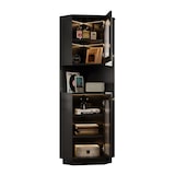 thumbnail of Badschrank Eckschrank Schwarz 167x45x45 cm mit integrierter Lichtleiste Glastür offenen Fächern verstellbaren Einlegeböden Kippschutz MDF