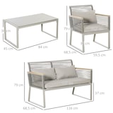thumbnail of Outsunny Conjunto de Muebles de Jardín Ratán 4 Piezas Sofá  2 Sillones Individuales y Mesa de Café de Vidrio con Cojines Desenfundables para Terraza
