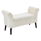 thumbnail of Baúl de almacenaje para dormitorio banco de almacenamiento con tapa abatible reposabrazos y patas de madera para salón 111,5x41x65 cm crema
