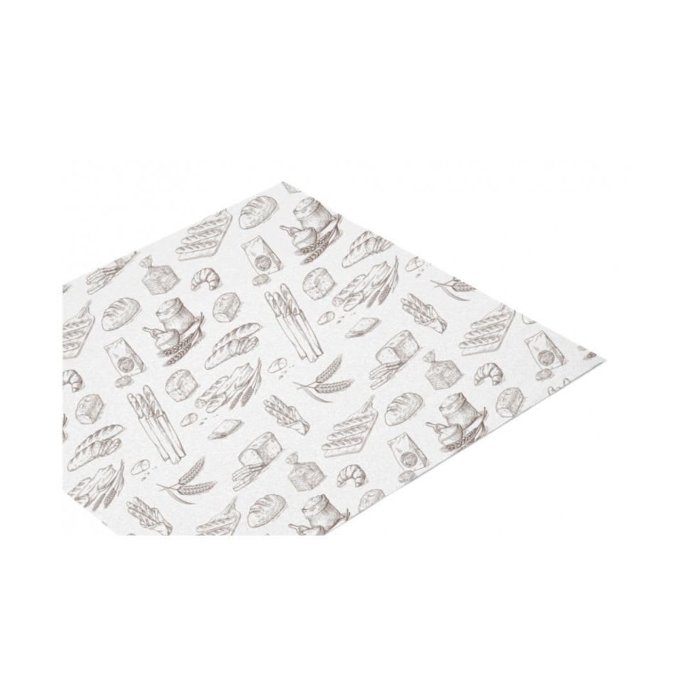 Doos met 400 vellen wit bakkerijpapier gedecoreerd bakkerij 60x86cm