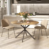 thumbnail of HOMCOM mesa de comedor redonda para 4 personas mesa de cocina industrial con estructura de acero Ø120x75 cm roble