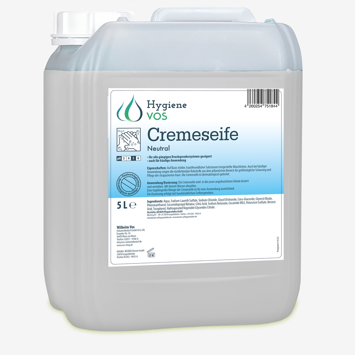 Hygiene Vos - Neutrale Cremeseife 5L