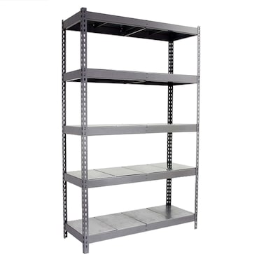 SimonRack Scaffale industriale, 2000x1200x450 mm, 400 kg al punto di flessione, 5 ripiani metallici, Grigio/Zincato- Ecoforte