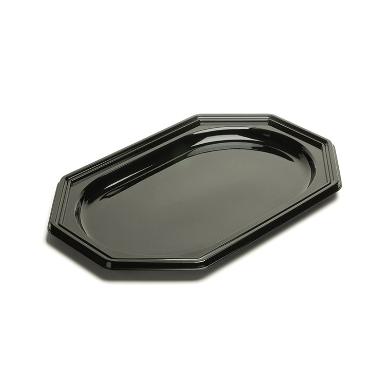MONOUSO - Bandeja Reutilizable rPET Octogonal Negra 27x19cm (10 Uds)